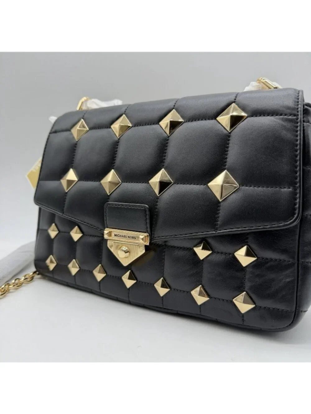 MICHAEL KORS SoHo studded leather extra large quilted convertible crossbody bag